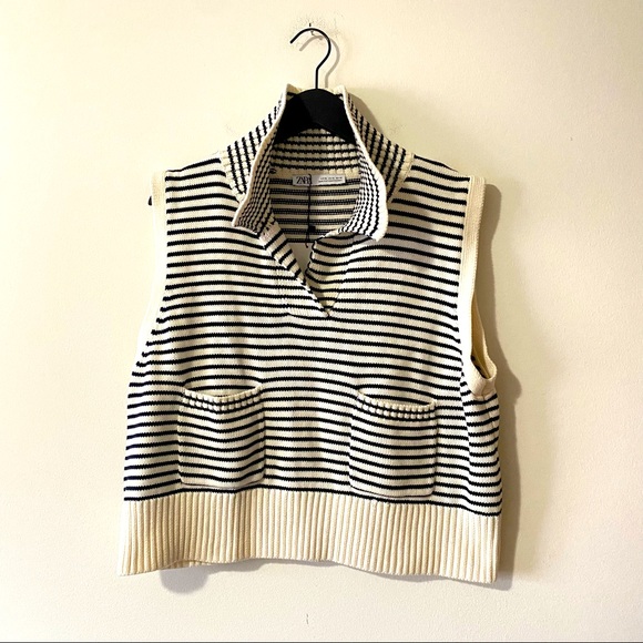 Zara Striped Collared Sweater Vest 